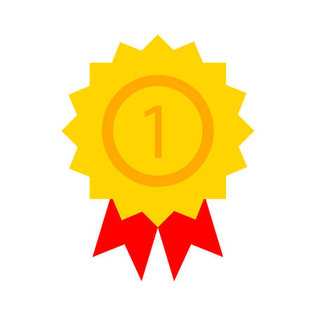 win medal icon - golden winner prize - success symbol - first place winnerのイラスト素材
