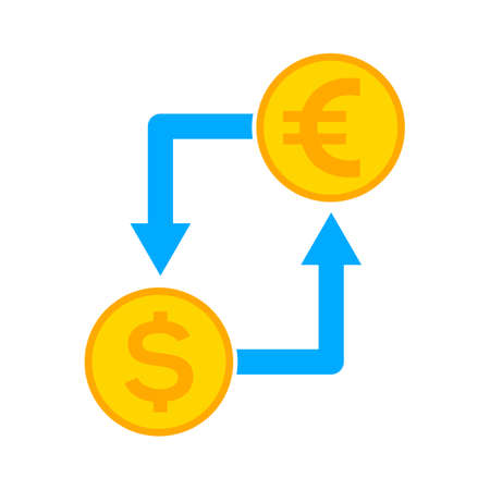 Vector money exchange, money change, transfer money, exchanger of currencies, cash registerのイラスト素材