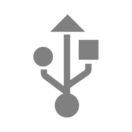 Vector tech icon usb flash drive. On the red flash drive connection sign. Illustration USB in flat styleのイラスト素材