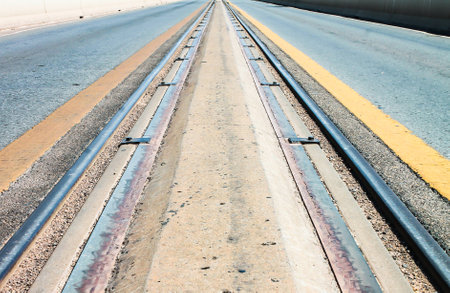 Railway tracks on Thailand-Laos Friendship Bridge