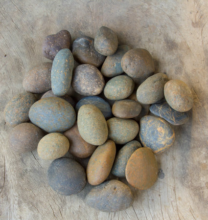 stones on the woodの写真素材