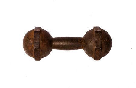 Old dumbbell isolated on white backgroundの写真素材