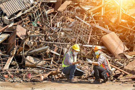 Portrait worker on recycle center,sanitation worker working in recycling plant Staff wearing...