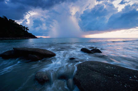 Tropical Beach, Perfect Tropical Island Paradise Beach on during sunsetの写真素材