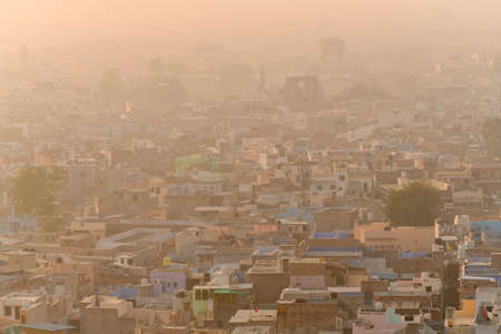 Fortification Jodhpur.Mehrangarh Fort.A view of Jodhpur, the Blue City of Rajasthan, Indiaのeditorial素材