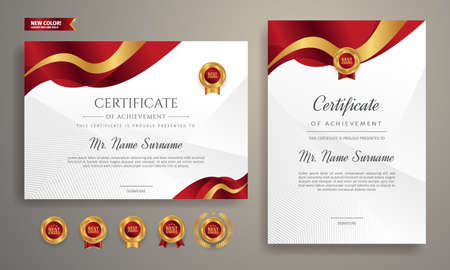 Red and gold certificate of appreciation border template