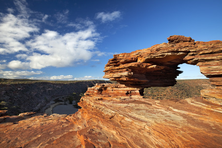Nature's Window, a natural arch rock formation in Kalbarri National Park, Western Australia.の写真素材