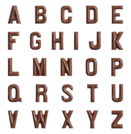 A full alphabet with letters of chocolate. Isolated on white.の写真素材