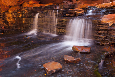 A small waterfall in the Hancock Gorge in Karijini National Park, Western Australia.の写真素材