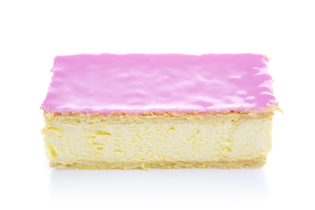 A tompouce, traditional Dutch pastry, on a white background.の写真素材