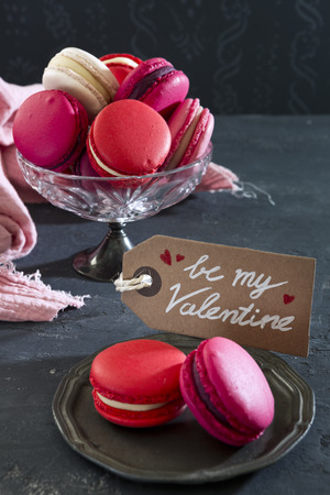 A collection of pink macarons for Valentine's Day.の写真素材