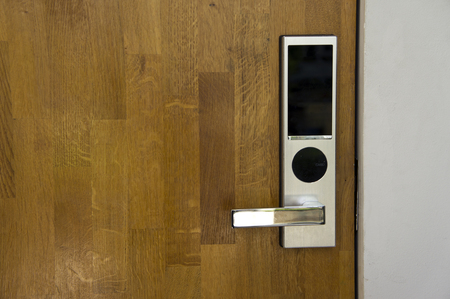 Electronic lock on doorの写真素材