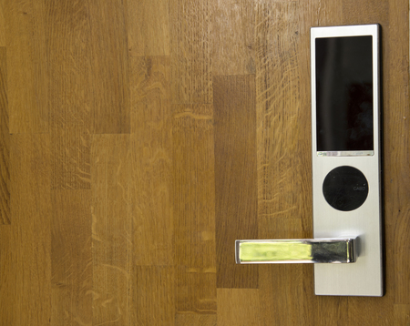 Electronic lock on doorの写真素材