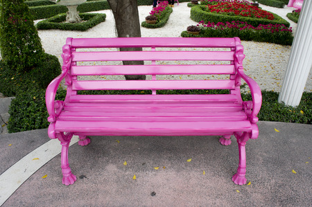 The pink chair in a park.の写真素材