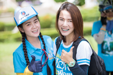 KAMPHAENGPHET AUGUST 16 : Unidentified Cyclist in prepared for "Bike for mom event", event show respected to Queen of Thailand by the participant cycling, on August 16, 2015, Kamphaengphet, Thailand.のeditorial素材