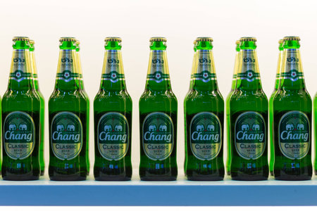 BANGKOK, Thailand - May 26, 2016 : View of 'Chang Classic Beer' bottles in supermarket. The Chang Classic brand owned by ThaiBev.のeditorial素材