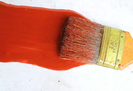 Paint brush and equipment for color paintの写真素材