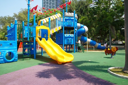Sriracha Chonburi - Thailand , February 13 - 2017 : Outdoor playground for children in Sriracha Park in Thailand that many play equipment and funny for the children.のeditorial素材