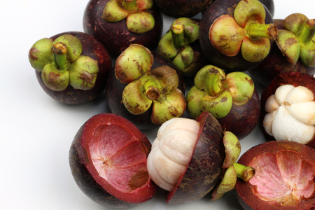 mangosteen fruit on white background from Thailandの写真素材