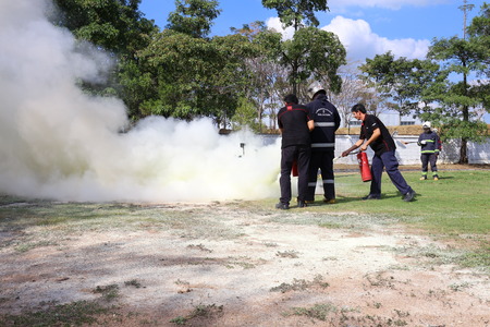 Rayong Thailand , December 07 - 2017 : Fire fighting training in Thailandのeditorial素材