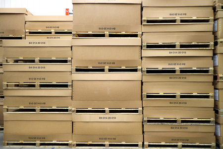 Rayong Thailand , Feb.06 - 2018 : warehouse at Thailand for keep material boxes.のeditorial素材