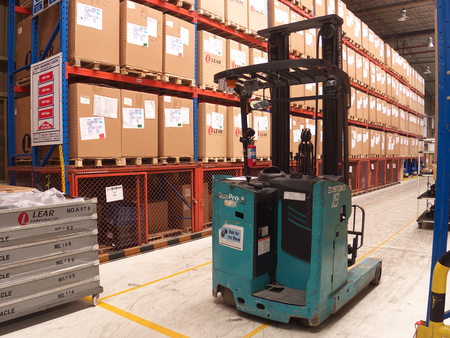Rayong Thailand , Feb.06 - 2018 : lift truck in factory warehouse at Thailand.のeditorial素材