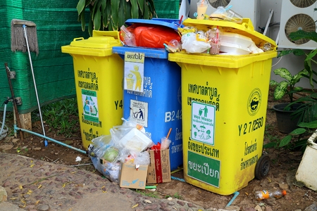 Chonburi Thailand , Feb.02 - 2018 : Recycle bin for separate wasteのeditorial素材
