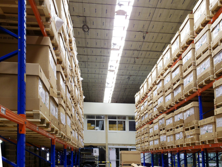 Rayong Thailand , Jan. 30 - 2018 : Factory warehouse shelf keep material.のeditorial素材