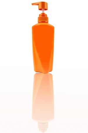 Shampoo plastic container on white backgroundの写真素材