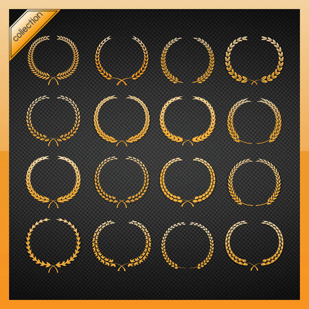 Golden laurel wreath collection のイラスト素材