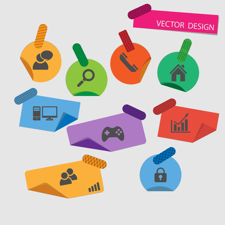 Sticks note paper with iconsのイラスト素材