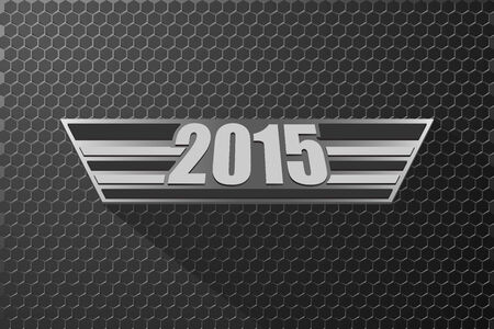 happy new year 2015 on octagon metal backgroundのイラスト素材
