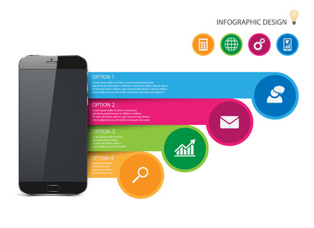 Infographic with a touch screen smartphoneのイラスト素材