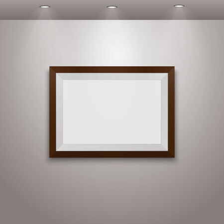 Realistic picture frame and the wall with lampsのイラスト素材