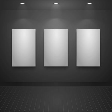 Realistic picture frame and the wall with lampsのイラスト素材