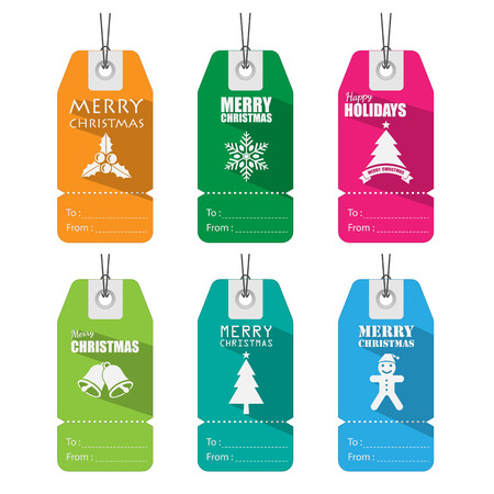 Christmas tags with long shadow.vectorのイラスト素材