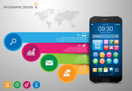 Infographic with a touch screen smartphoneのイラスト素材