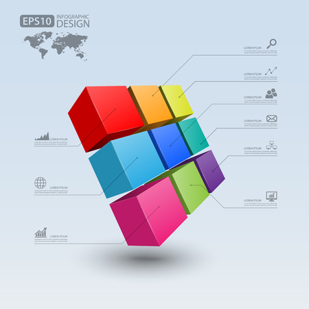 Business Infographics cube 3d,vectorのイラスト素材