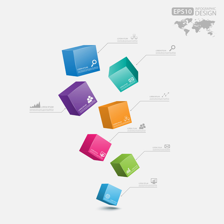 Business Infographics cube 3d,vectorのイラスト素材