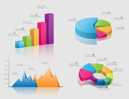 Set of vector 3d graph modern infographic elements, businessのイラスト素材