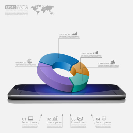 Business graph on smartphone,vectorのイラスト素材