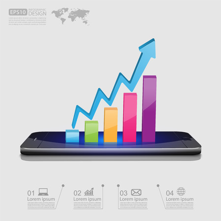 Business graph on smartphone,vectorのイラスト素材