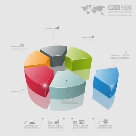 3d pie chart graph. vector illustration.のイラスト素材