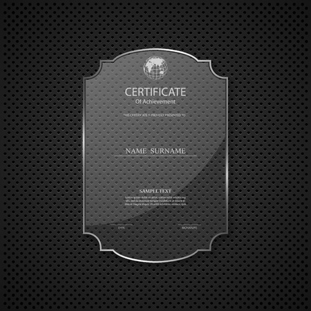 Certificate design template on glass frameのイラスト素材