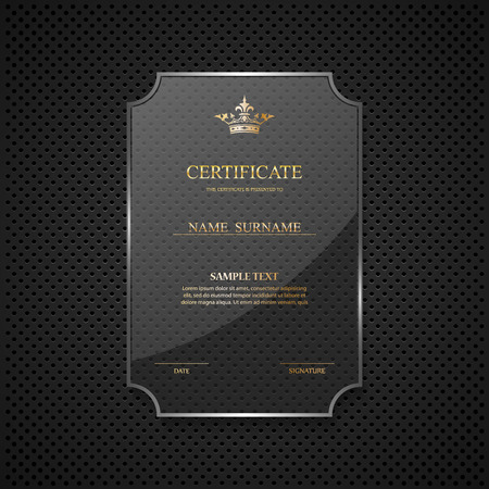 Certificate design template on glass frameのイラスト素材