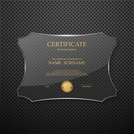 Certificate design template on glass frameのイラスト素材