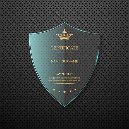 Vector certificate template with glass shield.のイラスト素材
