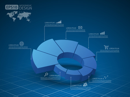 3d pie chart graph. vector illustration.のイラスト素材