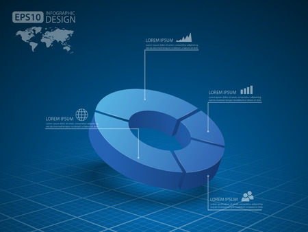3d pie chart graph. vector illustration.のイラスト素材