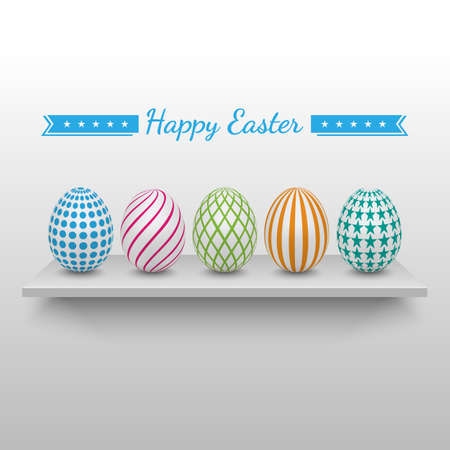Easter eggs on shelf,vectorのイラスト素材